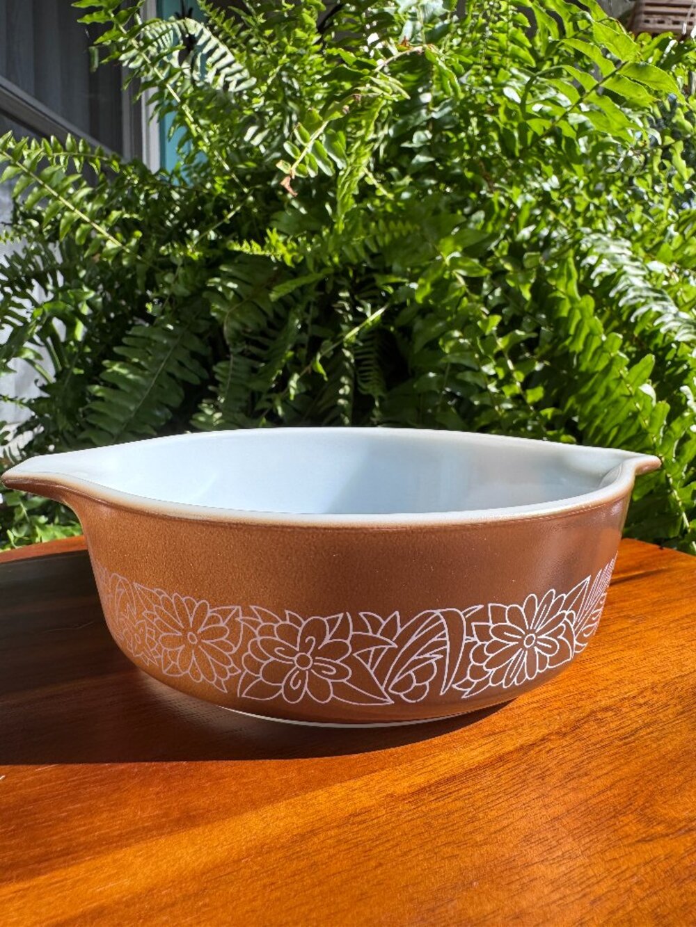 Pyrex Woodland Brown Casserole Dish – Vintage Floral Bakeware